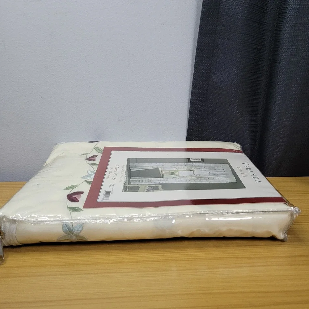 Sunham Veranda Details Embroidered Window Curtains Cotton‎ Floral New Vintage - Picture 5 of 5